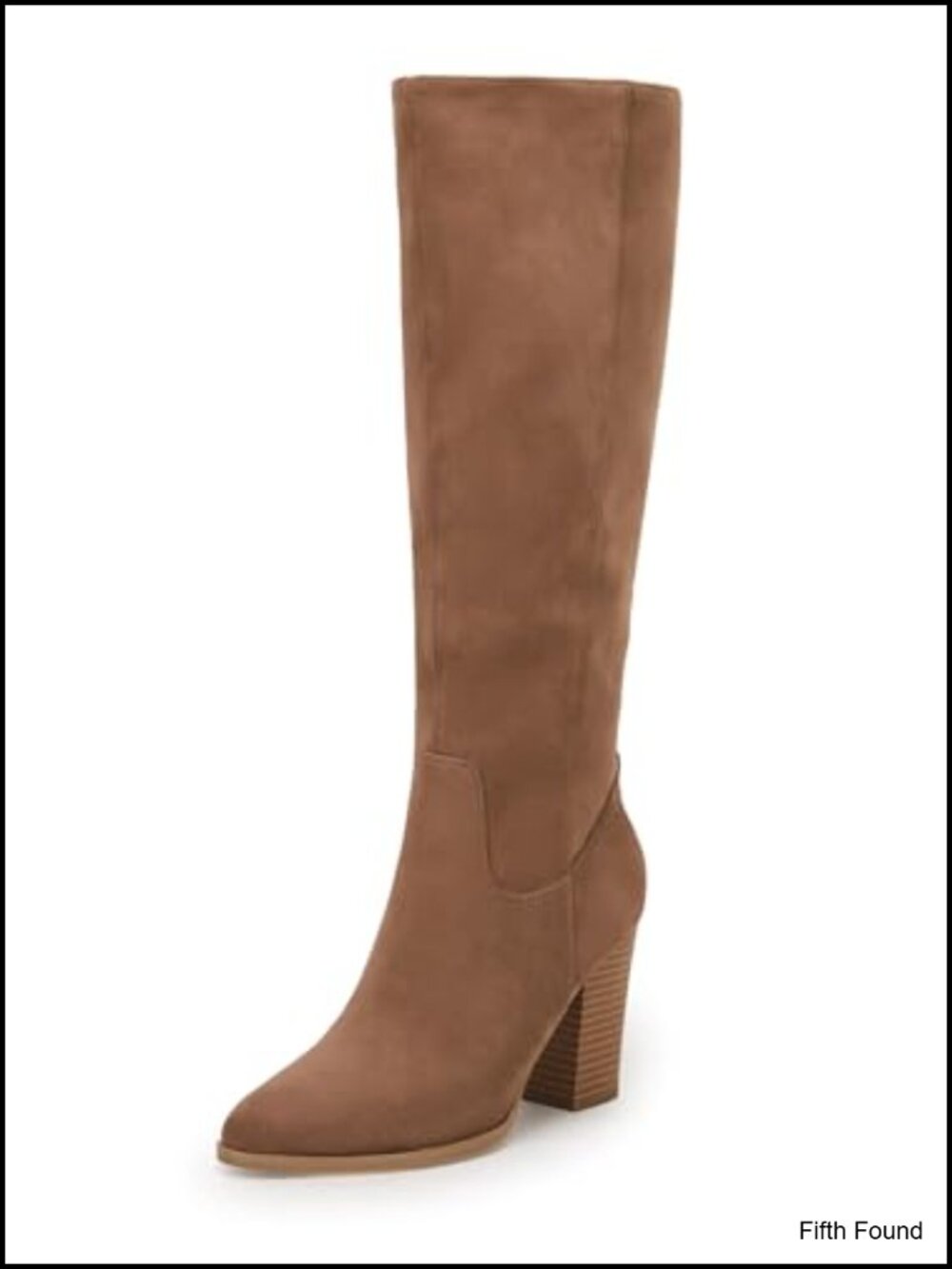 Womens Faux Suede Knee High Boots Chunky Heel Side Zipper Winter Boots